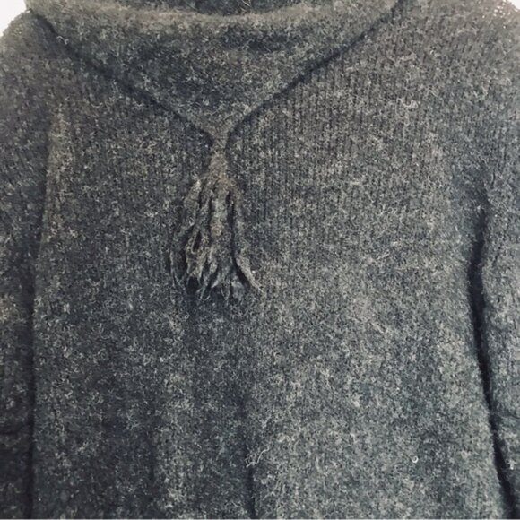 Armani Jeans Vintage Sweater Ruched Bell Sleeves Tassle Crop Stretch Cozy Hood 8 - Picture 6 of 16